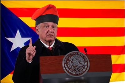 López Obrador ¡Espanya ens roba! montaje Yuma..JPG